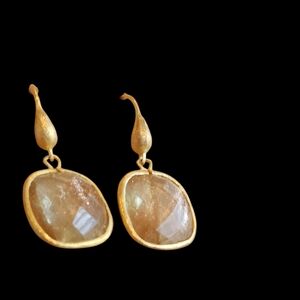 NWT - Celestial 18k Gold Handmade Glitter Drop Earrings